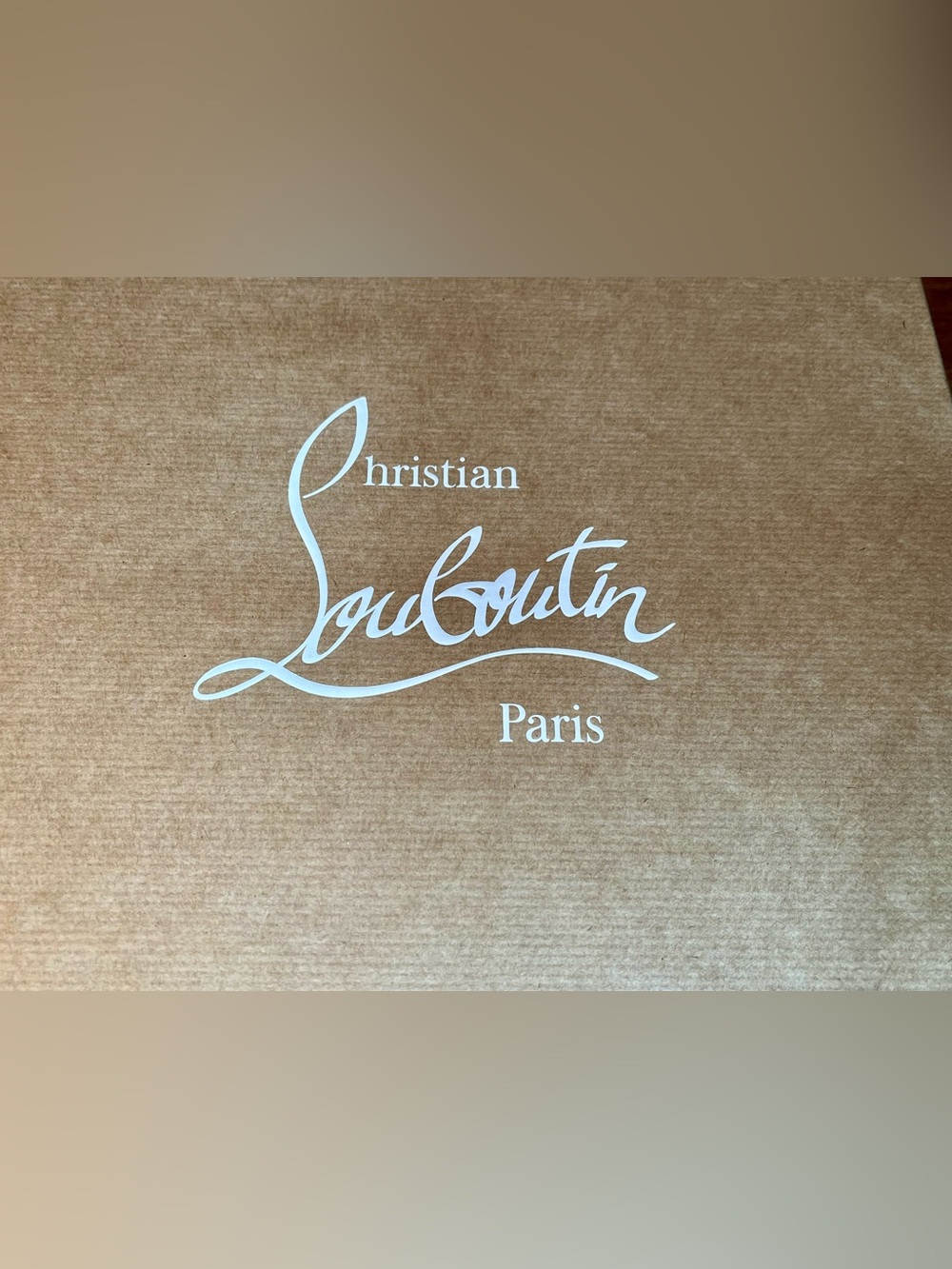 Christian Louboutin Brown Box with White Script Logo